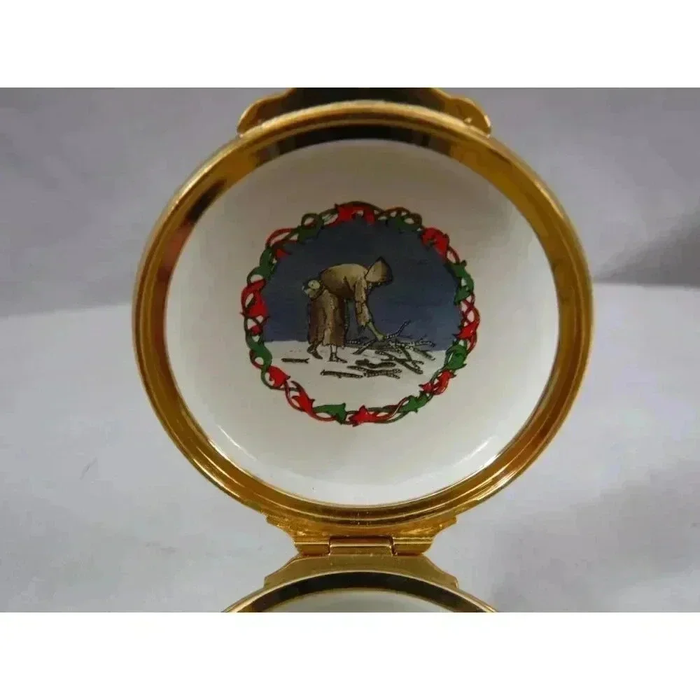 Enamel Box, Halcyon Days, Christmas 1990, ‎ Snuff Box, Pill Box, Jewelry Trinket